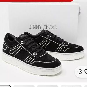 Jimmy Choo Hawaii Black Suede Pearl sneakers sz 40 1/2 fits a size 10